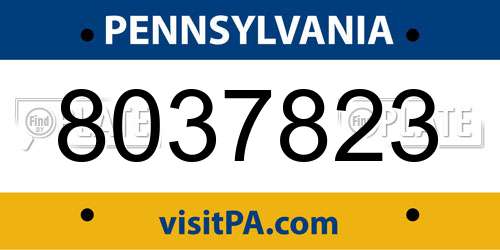 8037823 Pennsylvania License Plate