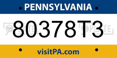 80378T3 Pennsylvania License Plate