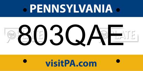 803QAE Pennsylvania License Plate