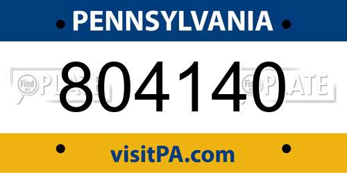 804140 Pennsylvania License Plate