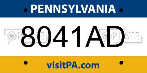 8041AD Pennsylvania License Plate