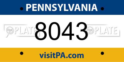 8043 Pennsylvania License Plate