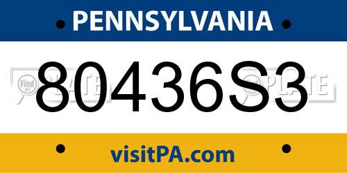 80436S3 Pennsylvania License Plate