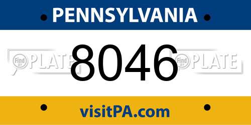 8046 Pennsylvania License Plate