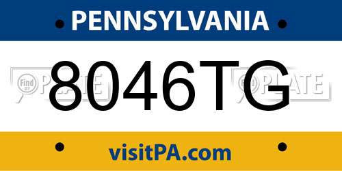 8046TG Pennsylvania License Plate