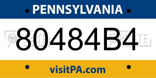 80484B4 Pennsylvania License Plate