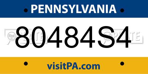 80484S4 Pennsylvania License Plate