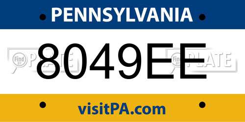 8049EE Pennsylvania License Plate