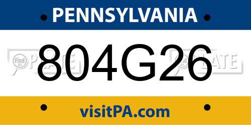 804G26 Pennsylvania License Plate