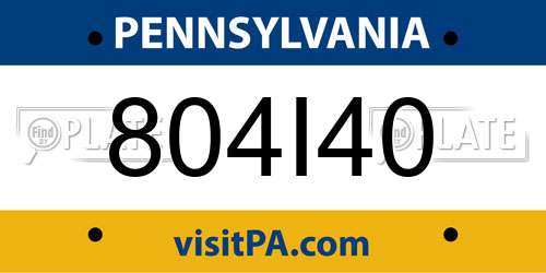 804I40 Pennsylvania License Plate