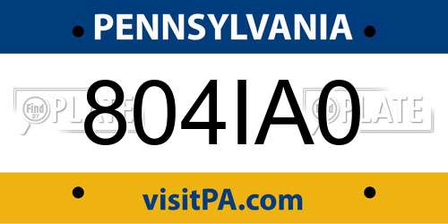 804IA0 Pennsylvania License Plate