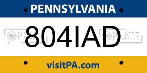 804IAD Pennsylvania License Plate