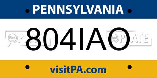 804IAO Pennsylvania License Plate