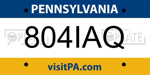 804IAQ Pennsylvania License Plate