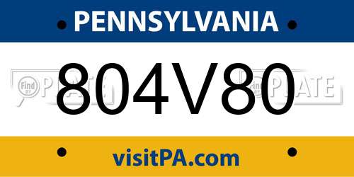 804V80 Pennsylvania License Plate