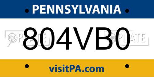 804VB0 Pennsylvania License Plate