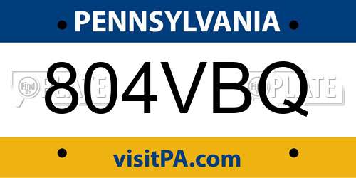 804VBQ Pennsylvania License Plate
