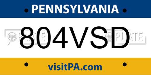 804VSD Pennsylvania License Plate