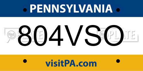 804VSO Pennsylvania License Plate
