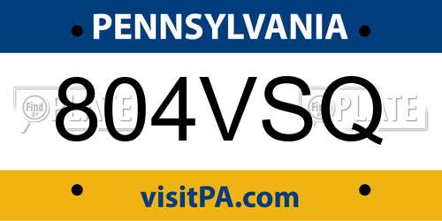 804VSQ Pennsylvania License Plate