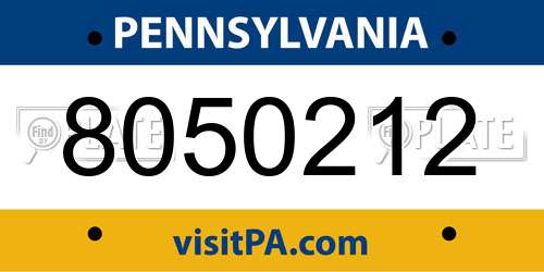 8050212 Pennsylvania License Plate