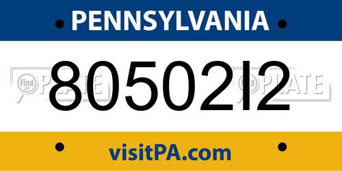 80502I2 Pennsylvania License Plate