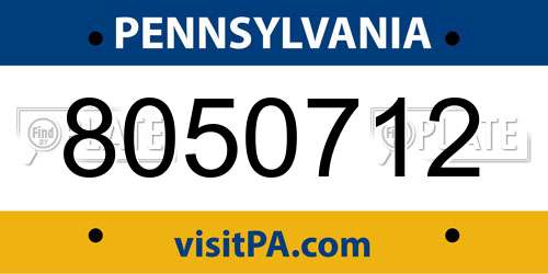8050712 Pennsylvania License Plate