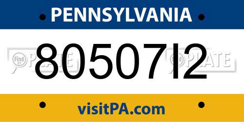80507I2 Pennsylvania License Plate