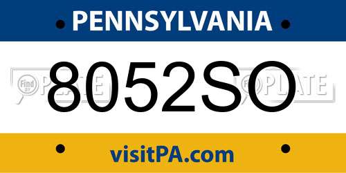 8052SO Pennsylvania License Plate