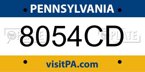 8054CD Pennsylvania License Plate