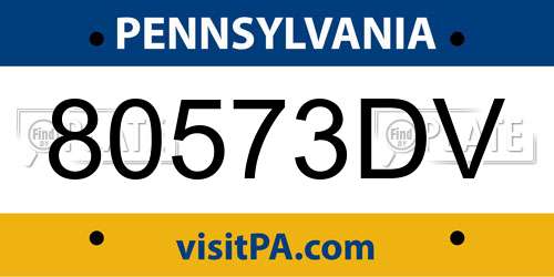 80573DV Pennsylvania License Plate