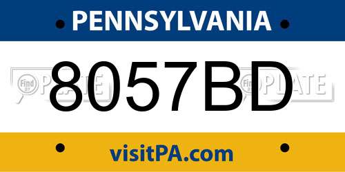 8057BD Pennsylvania License Plate