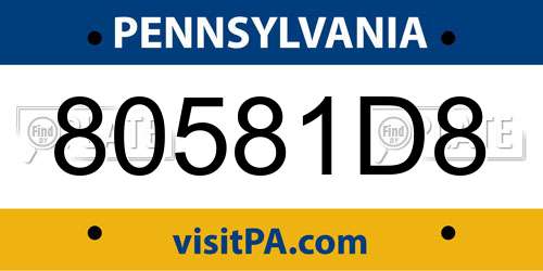 80581D8 Pennsylvania License Plate