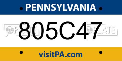 805C47 Pennsylvania License Plate