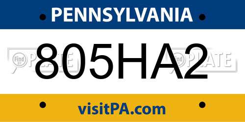 805HA2 Pennsylvania License Plate