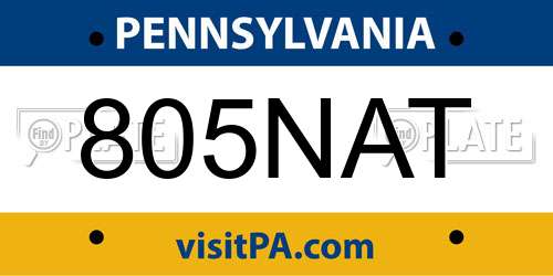 805NAT Pennsylvania License Plate