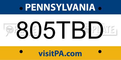 805TBD Pennsylvania License Plate