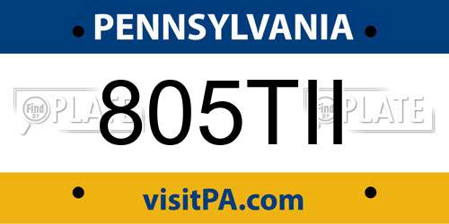 805TII Pennsylvania License Plate