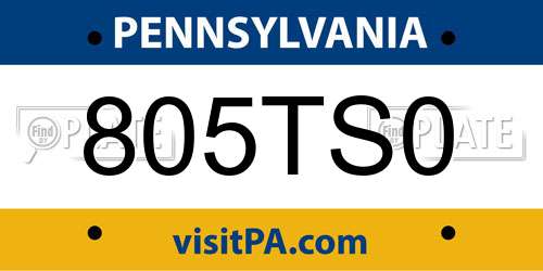 805TS0 Pennsylvania License Plate