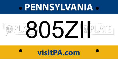 805ZII Pennsylvania License Plate