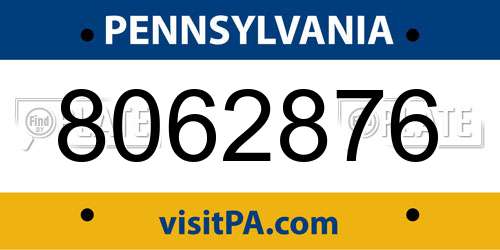 8062876 Pennsylvania License Plate