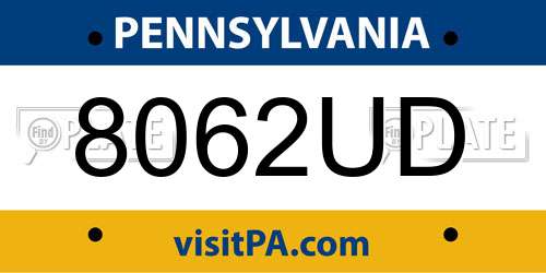 8062UD Pennsylvania License Plate
