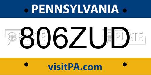 806ZUD Pennsylvania License Plate