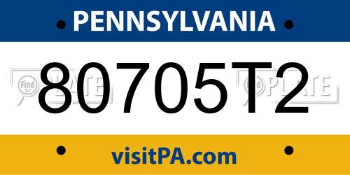 80705T2 Pennsylvania License Plate