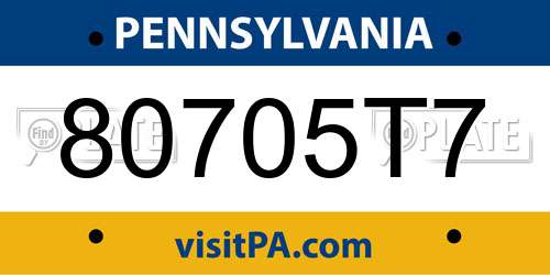 80705T7 Pennsylvania License Plate