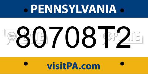 80708T2 Pennsylvania License Plate