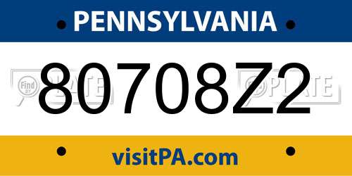 80708Z2 Pennsylvania License Plate