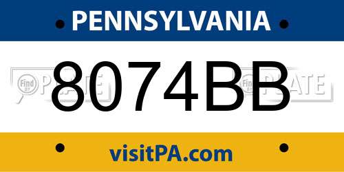 8074BB Pennsylvania License Plate