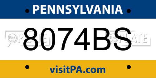 8074BS Pennsylvania License Plate