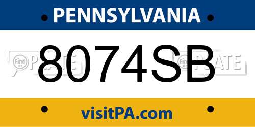 8074SB Pennsylvania License Plate